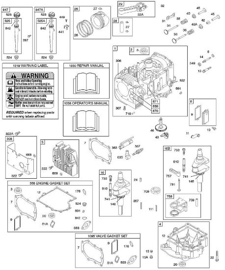 E - Coppa/coperchio carter motore, set guarnizioni motore, cilindro, olio, set guarnizioni valvole, albero motore, biella/anelli/pistone B&S - 28 €¦ 286707-1143-E2 brand Stihl